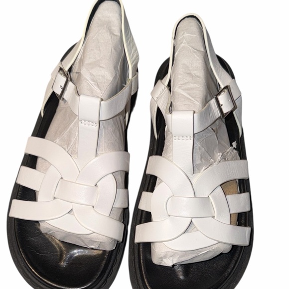 Zara Treaded Sole Low Heel White Leather Fisherman Sandal Size EU 38 US 7.5/8 - Picture 3 of 11